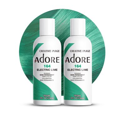 Adore Semi Permanent Hair Color - Vegan and Cruelty-Free Green Hair Dye - 4 Fl Oz - 164 Electric Lime (Pack of 2)
