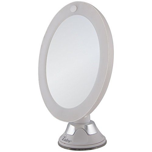 Zadro LED Lighted 10X Magnification Z&#39;Swivel Power Suction Cup Vanity Wall Mount Beauty Makeup Mirror, White