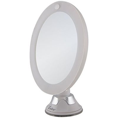 Zadro LED Lighted 10X Magnification Z&#39;Swivel Power Suction Cup Vanity Wall Mount Beauty Makeup Mirror, White