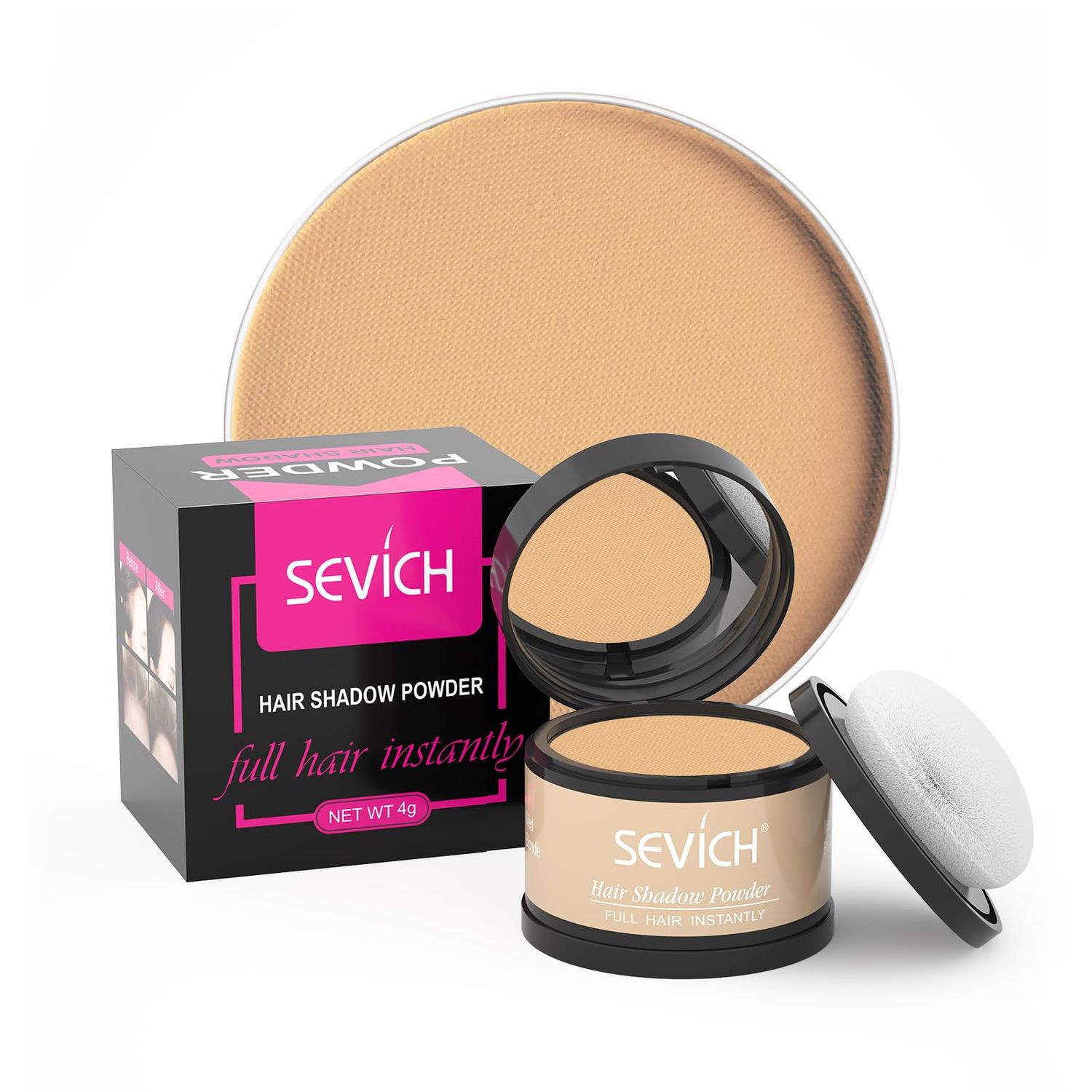 Instantly SEVICH Hairline Powder - Quick Cover Grey Hair Concealer for Thinning Hairlines, Eyebrows &amp; Beards, Windproof &amp; Sweatproof, Med Blonde
