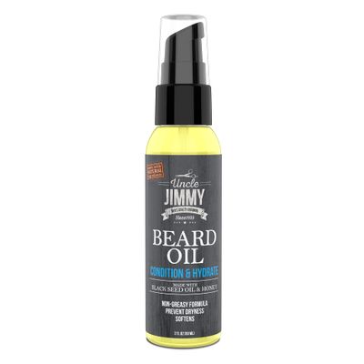 Uncle Jimmy Beard Oil, Restores Moisture, Softens and Reduces Beard Itch for Facial Hair of All Lengths, Made with Black Seed Oil &amp; Honey 2oz (T108)