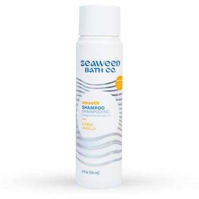 Seaweed Bath Co. Smooth Shampoo, Citrus Vanilla Scent, 12 Ounce, Sustainably Harvested Seaweed, Borage and Broccoli Seed Oils, For Curly and Frizzy Fine Hair