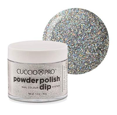 Cuccio Powder Polish - Acrylic Nail Colour Dip System - 45g (1.6oz) Dipping Powder - Deep Silver Glitter