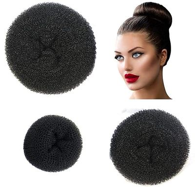 Styla Hair Donut Bun Maker - Easy Styling of Ballet &amp; Sock Buns for Kids (3pc Black)