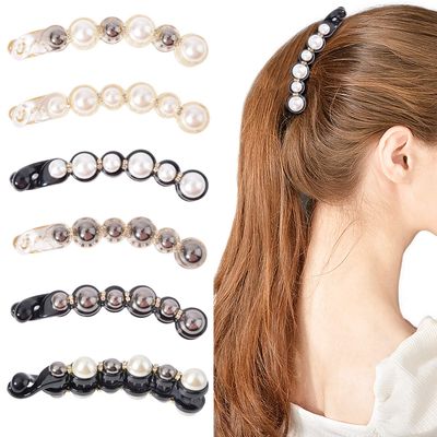 DEEKA Pearl Hair Accessories Set (6 PCS) - Ponytail Holders, Barrettes with Rhinestones, Clips for Thick and Fine Hair in Women and Girls