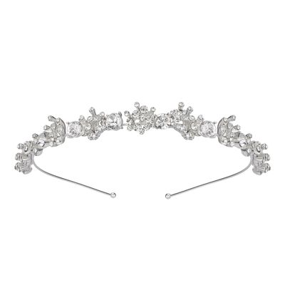 SWEETV Crystal Wedding Headband Silver Bridal Headpiece Jewelry Band Rhinestone Hairpiece Women Hair Accessories for Brides