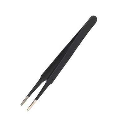 AKOAK 4 Pcs ESD Tweezers Set Anti-Static Tweezers Stainless Steel Tweezers for Eyelash Extension,Electronics, Jewelry-making - Straight and Curved Tip Tweezers - Black