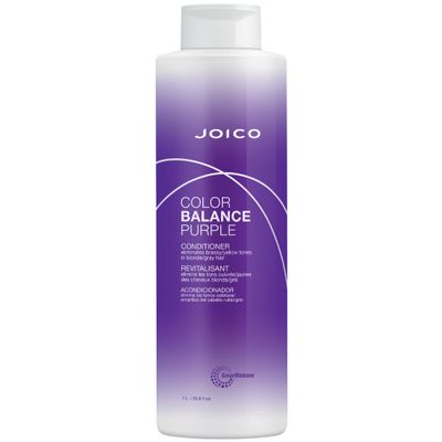 Joico Color Balance Purple Conditioner | For Cool Blonde, Gray Hair | Eliminate Brassy Yellow Tones | Boost Color Vibrancy &amp; Shine | UV Protection | With Rosehip Oil &amp; Green Tea Extract | 33.8 Fl Oz