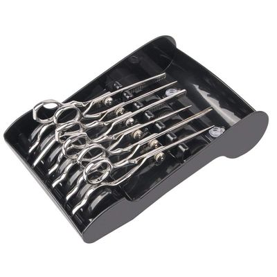 Tujuna Professional Salon Scissors Holder Racks Barber Shop Shears Stand Organizer Storage Tray, ABS Scissors Storage Tray Available for 6 Scissors (Black)