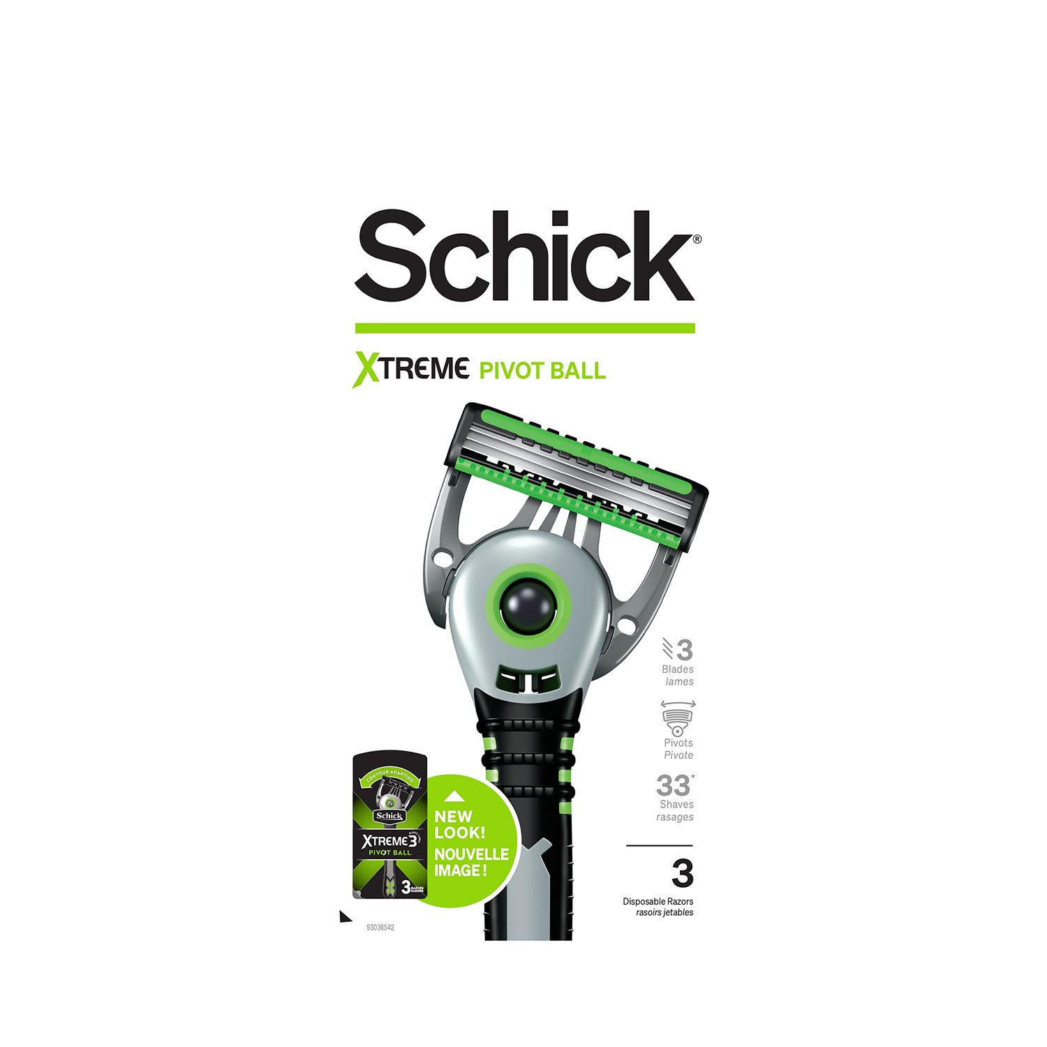 Schick Xtreme Pivot Ball Razor - Disposable Razors Men, Pivot Razor, Schick Pivot Ball, 3 Count