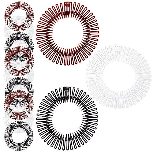 Glamlily 12 Pack 90s Zig Zag Style Circle Headbands with Teeth for Women&#39;s Hair Accessories (3 Assorted Colors)