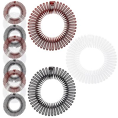 Glamlily 12 Pack 90s Zig Zag Style Circle Headbands with Teeth for Women&#39;s Hair Accessories (3 Assorted Colors)