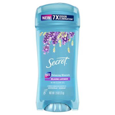 Secret Fresh Antiperspirant and Deodorant for Women, 72hr Freshness, Sweat &amp; Odor Protection, PH Balancing Minerals, Clear Gel, Refreshing Lavender Scent, 2.6 oz