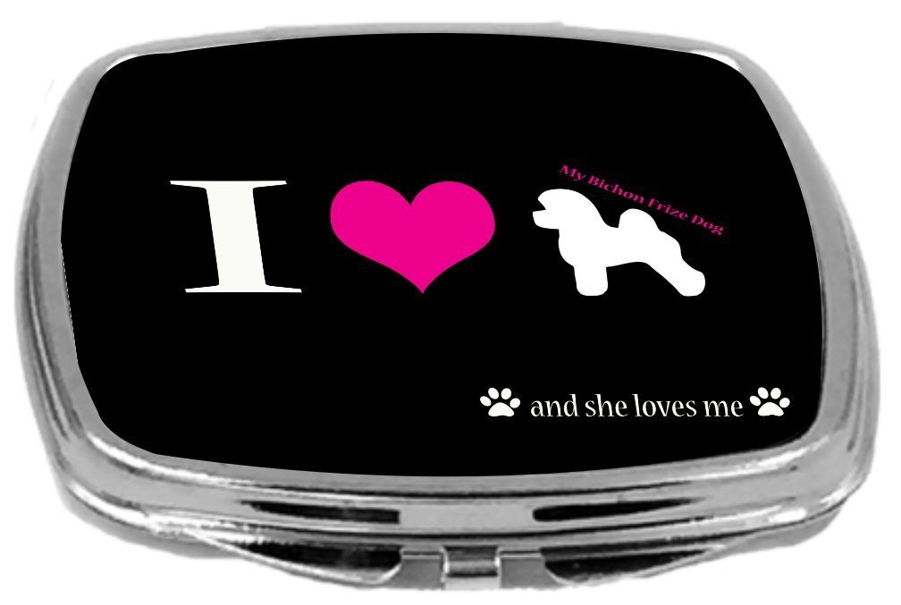 Rikki Knight I Love My Dog Design Compact Mirror, Bichon Frize, 3 Ounce