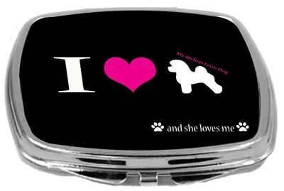 Rikki Knight I Love My Dog Design Compact Mirror, Bichon Frize, 3 Ounce