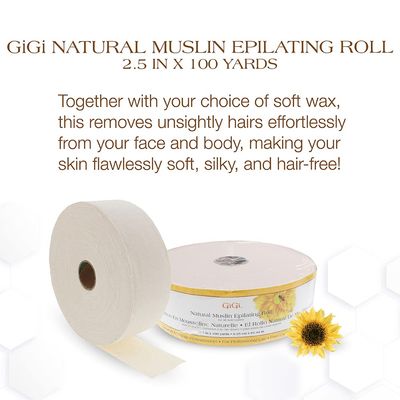 GiGi Natural Muslin Epilating Roll for Hair Removal/Hair Waxing, 2.5 by 100 yds