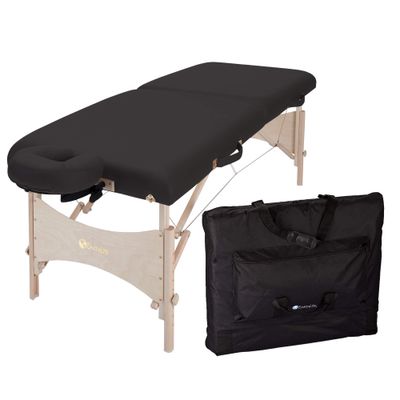 EARTHLITE Portable Massage Table HARMONY DX - Foldable Physiotherapy/Treatment/Stretching , Eco-Friendly Design, Hard Maple, Superior Comfort incl. Face Cradle &amp; Carry Case (30&quot; x 73&quot;) Black