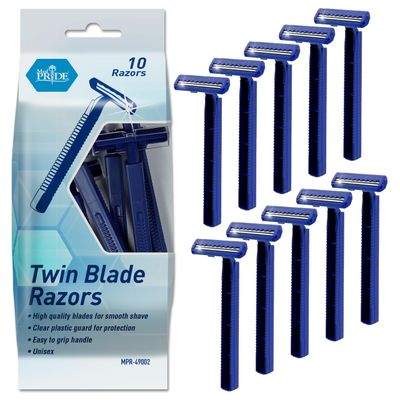 MED PRIDE Disposable Razors,10-Pack| Twin Blades &amp; Easy Grip For Max Control &amp; Smoothness| Unisex, Smooth &amp; Comfortable Shaving Care for Men &amp; Women