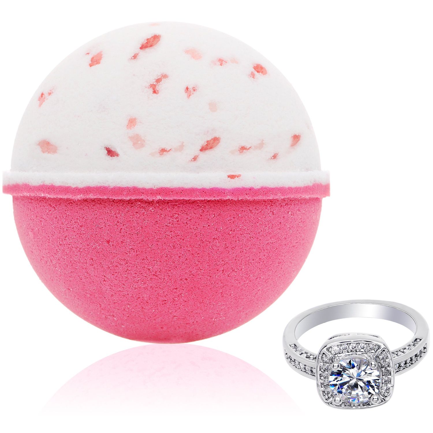 Bath Bomb with Surprise Size Ring Inside - Pink Himalayan Sea Salt Extra Large 10 oz. Bath Bombs with Jewelry - Hand Made in USA - Perfect for Spa &amp; Bubble Bath. Great Gift for Birthday, Mothers Day