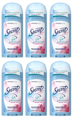 Secret Invisible Solid Antiperspirant and Deodorant, Powder Fresh, 2.6 Ounce (Pack of 6)