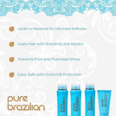 Pure Brazilian 4-Piece Essential Travel Size Kit: Anti-Frizz Shampoo, Conditioner, Serum &amp; Masque