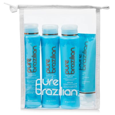 Pure Brazilian 4-Piece Essential Travel Size Kit: Anti-Frizz Shampoo, Conditioner, Serum &amp; Masque