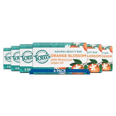 Tom&#39;s of Maine Natural Beauty Bar Soap, Orange Blossom With Moroccan Argan Oil, 5 oz. 6-Pack
