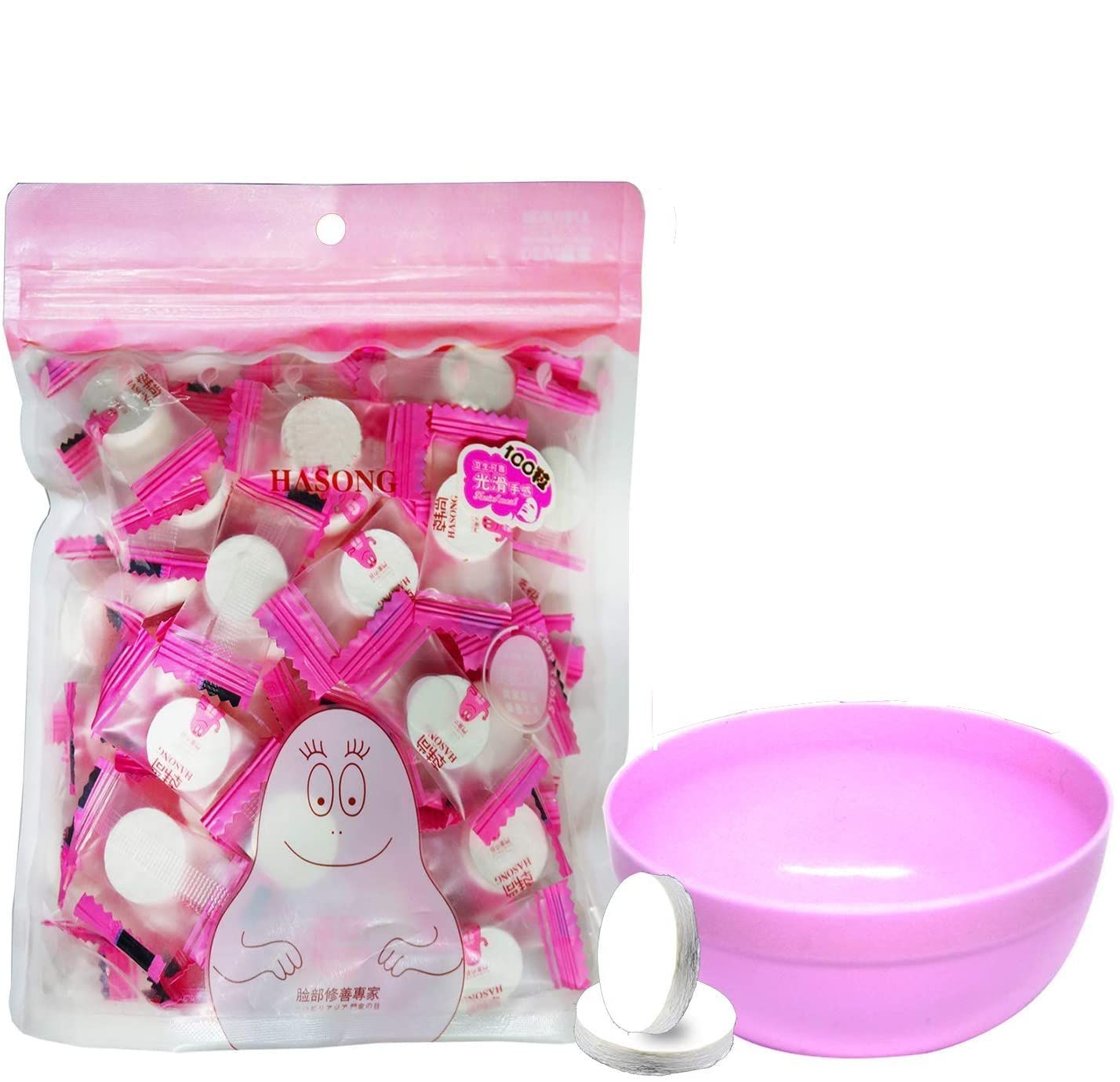 Jeanssar 100 Pieces Compressed Disposable Facial Mask Sheet Home DIY Skin Care, Get 1x Mask Bowl For Free