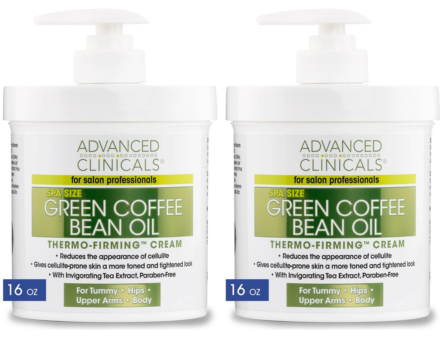 Advanced Clinicals Thermo Firming Green Coffee Bean Moisturizer Body Cream | Anti Cellulite Caffeine Firming Lotion For Legs, Arms, &amp; Body | Skin Care Products | Aging Skin Tightening Cream, 2-Pack