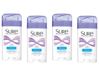 Sure Anti-Perspirant &amp; Deodorant Original Solid, Regular Scent 2.70 oz (Pack of 4)