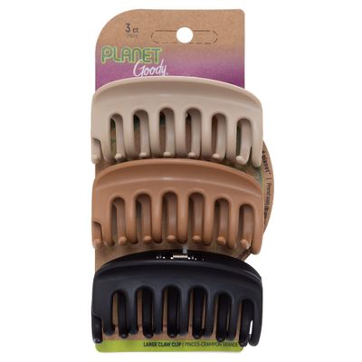GOODY Planet Sustainable Round Claw Clips, Assorted Colors (Colors may vary), 3 Counts (Pack of 1) - Pain-Free Hair Accessories for Women, Men, Boys and Girls