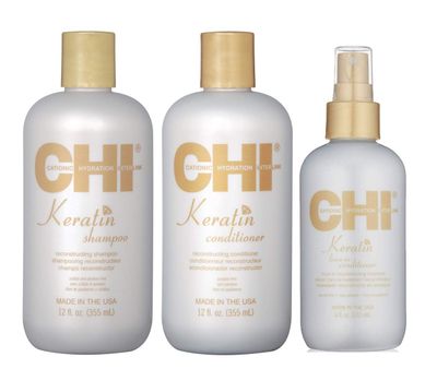 Chi Keratin Reconstructing Shampoo &amp; Conditioner 12oz plus Leave-in Conditioner 6oz Bundle