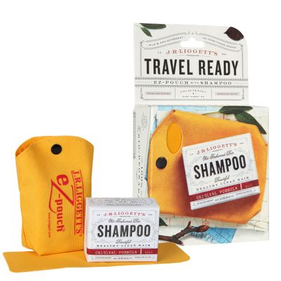 J.R.LIGGETTS All-Natural Original Formula Shampoo Bar .65oz and Mini Travel EZ Pouch Pack, Supports Strong and Healthy Hair-Nourish Follicle with Antioxidants and Vitamins,Detergent and Sulfate-Free