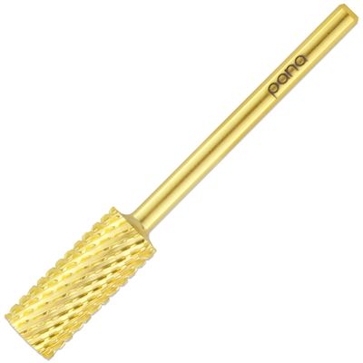 PANA Flat Top Small Barrel 3/32&quot; Shank Size - (Gold, Coarse Grit) - Fast remove Acrylic or Hard Gel Nail Drill Bit for Manicure Pedicure Salon Professional or Beginner
