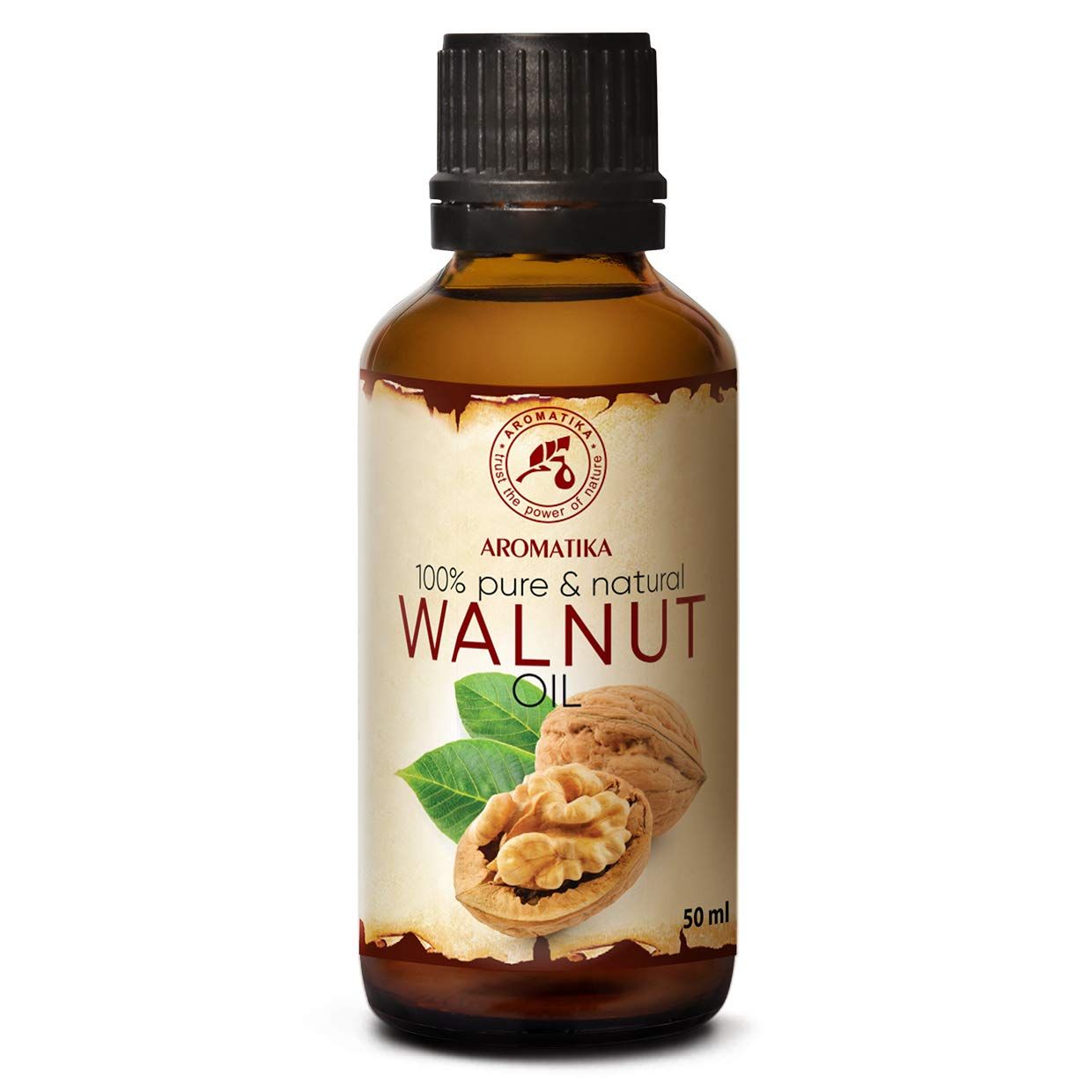AROMATIKA Walnut Oil 1.7 Fl Oz (50ml) - Juglans Regia Seed Oil - USA - 100% Pure &amp; Natural - Intensive for Face Care - Body - Hair - Skin - Nails - Hands - Good w/Essential Oil