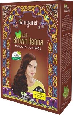 Kangana Henna Powder for Hair Dye/Colour - Dark Brown Henna Powder for 100% Grey Coverage- 6 pouches each - Total 180g (6.34 Oz)- Pack of 3