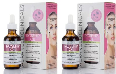 Advanced Clinicals Rosehip Oil Facial Skin Care Serum Moisturizer Face Oil W/Vitamin C &amp; Vitamin E For Reducing Appearance Of Sun Damage Skin, Age Spots, &amp; Wrinkles, 1.8 Fl Oz (Pack of 2)