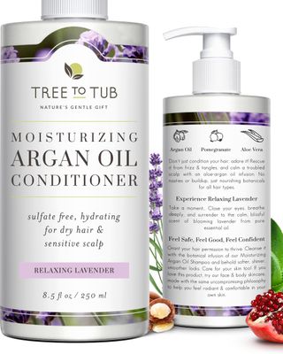 Tree to Tub Moisturizing Conditioner for Dry Hair &amp; Dry Scalp - Hydrating Sulfate Free Argan Oil Conditioner &amp; Vegan Hair Moisturizer for Women &amp; Men w/Organic Coconut Oil, All Natural Lavender
