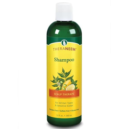 Thera Neem Scalp Therapy Shampoo, 12oz - Protects, Nourishes and Calms Sensitive Scalp with Organic Neem, Lemon and Peppermint Oils - Vegan and Cruelty Free - For Dry, Itchy Scalp Buildup