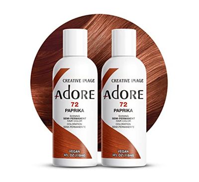 Adore Semi Permanent Hair Color - Vegan and Cruelty-Free Brown Hair Dye - 4 Fl Oz - 072 Paprika (Pack of 2)