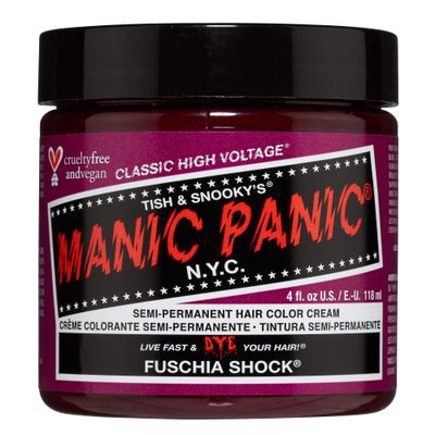 MANIC PANIC Fuschia Shock Dark Pink Hair Dye - Classic High Voltage - Semi Permanent Deep, Cool Fuchsia Hair Dye Is Our Darkest Pink Hair Color With Fuchsia Tones - Vegan, PPD And Ammonia Free (4oz)