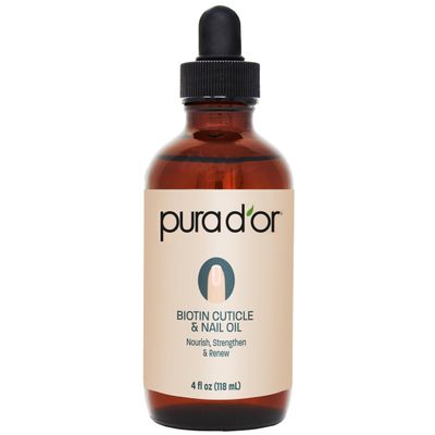 PURA D&#39;OR 4 Oz Nail and Cuticle Oil - Nourishing Treatment with Dropper - Natural Blend Enriched with Biotin, Vitamin E, Milk for Nail Growth, Healthy Nail Beds and Great for Acrylic Nails