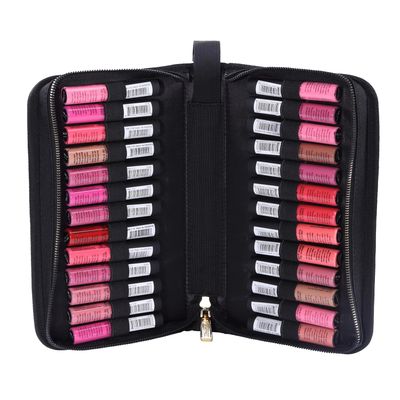 ROWNYEON Lipstick Organizer Bag Lipstick Holder Case 22 Slots Travel Lipstick Carrying Case Professional Makeup Artist Portable Storage Bag For Lip Gloss,Lipsticks-Black