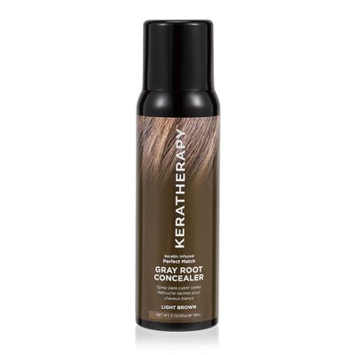 Keratherapy Keratin Infused Perfect Match Gray Root Concealer Spray, Light Brown, 3 oz, 118ml - Root Cover Up Spray to Hide Gray Roots - Keratin Therapy Hair Darkening &amp; Temporary Scalp Concealer