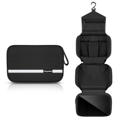 dopobo Travel Toiletry Bag for Women, Dopp Kit for Men, Waterproof Makeup Bag Shaving Bag with Hanging Hook, Portable Toiletry Organizer for Traveling and Camping (Black)