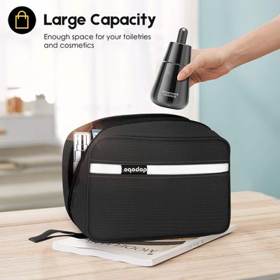 dopobo Travel Toiletry Bag for Women, Dopp Kit for Men, Waterproof Makeup Bag Shaving Bag with Hanging Hook, Portable Toiletry Organizer for Traveling and Camping (Black)