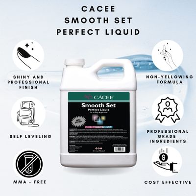 Cacee Smooth Set Perfect 32 oz Non-Yellowing Acrylic Liquid Monomer - Monomer Acrylic Nail Liquid for Superior Adhesion, Low Odor, Compatible with All Acrylic Powder Sets