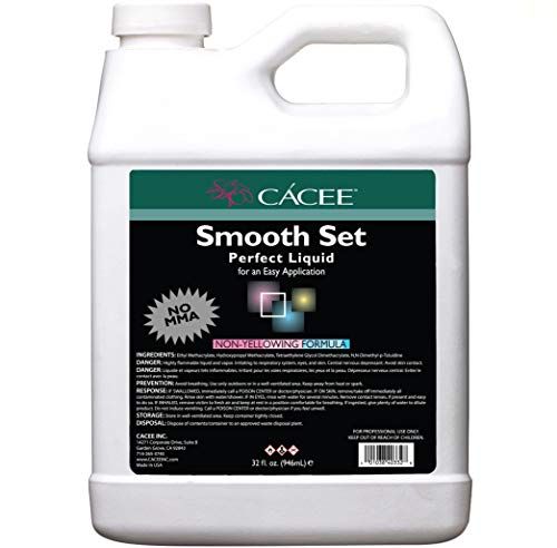 Cacee Smooth Set Perfect 32 oz Non-Yellowing Acrylic Liquid Monomer - Monomer Acrylic Nail Liquid for Superior Adhesion, Low Odor, Compatible with All Acrylic Powder Sets