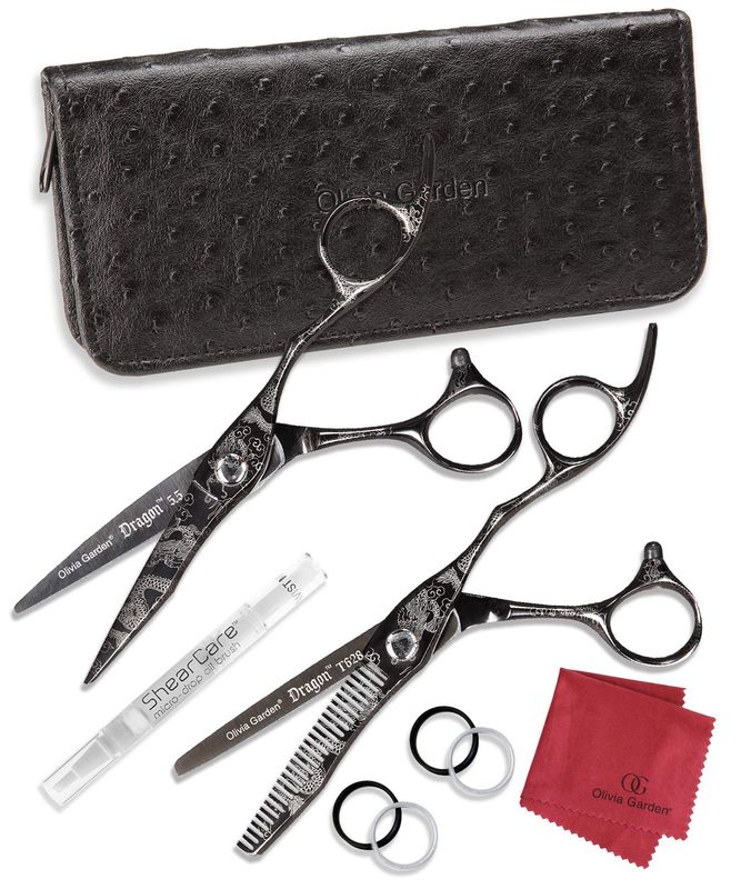 Olivia Garden Dragon Shear and Thinner Zipper Case deal (5.5" contains: DR-55, DR-T628)