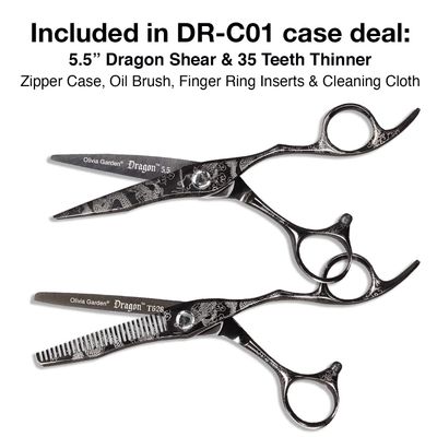 Olivia Garden Dragon Shear and Thinner Zipper Case deal (5.5" contains: DR-55, DR-T628)